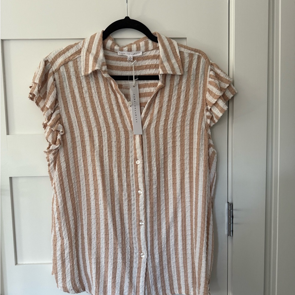 Jane & Delancey Striped Button-Up Women's Top